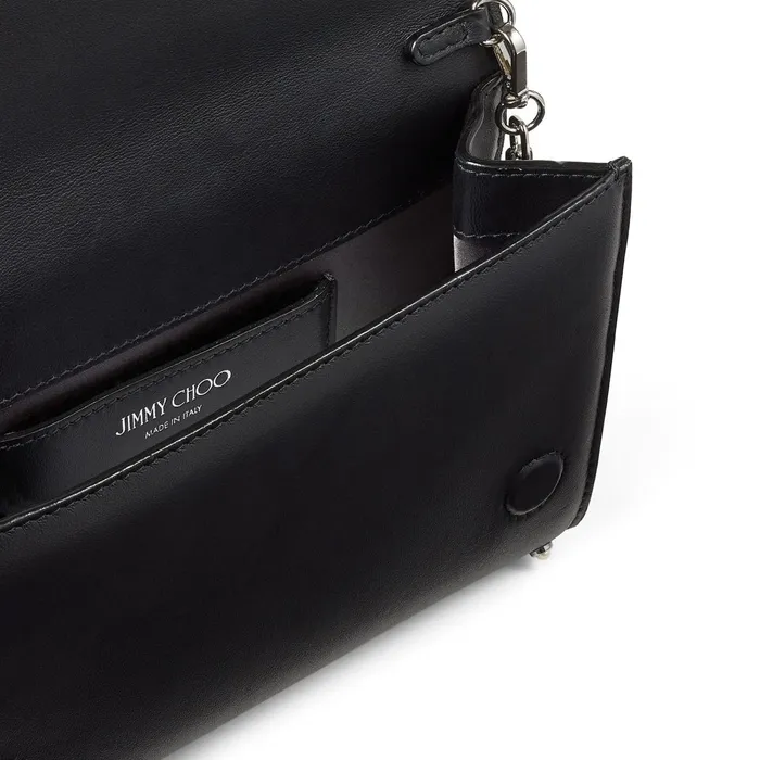 Varenne Clutch Black Calf Leather Clutch Bag With Jc Logo And Pearl Studs Black Women JIMMY CHOO Clutch Bags