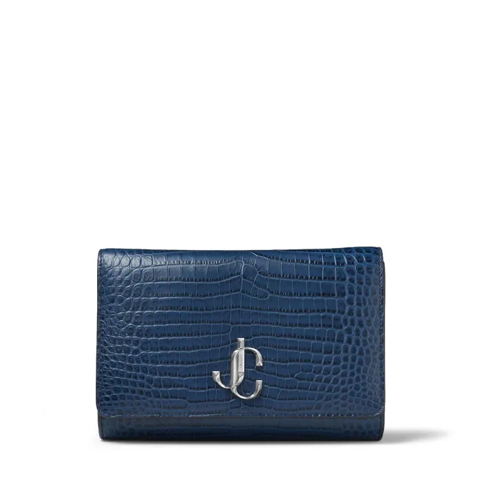 Varenne Clutch Denim CrocEmbossed Leather Clutch Bag With Jc Emblem Denim Women JIMMY CHOO Clutch Bags Varenne Clutch Denim CrocEmbossed Leather Clutch Bag With Jc Emblem Denim Women JIMMY CHOO Clutch Bags