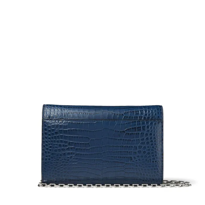 Varenne Clutch Denim CrocEmbossed Leather Clutch Bag With Jc Emblem Denim Women JIMMY CHOO Clutch Bags