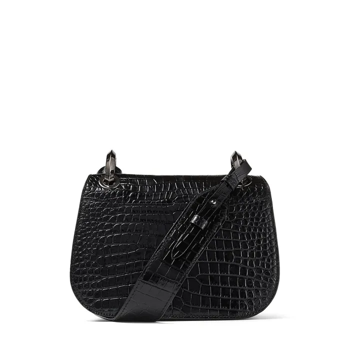 Varenne CrossbodyS Black Shiny CrocEmbossed Leather Crossbody Bag Black Women JIMMY CHOO Crossbody Bags