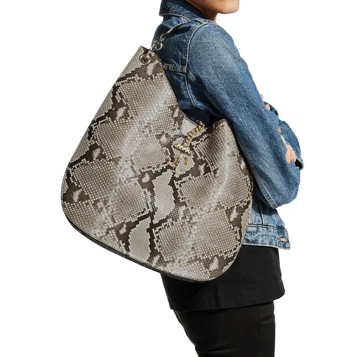 Varenne HoboL Natural Python Hobo Handbag With Jc Emblem Natural Women JIMMY CHOO Totes and Hobo Bags