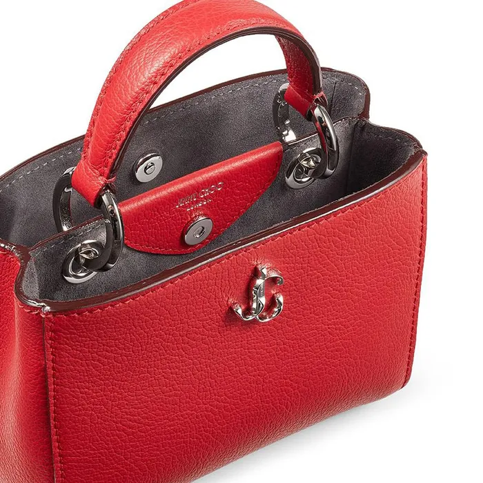 Varenne Top Handle Mini Royal Red City Grainy Calf Leather Mini Handbag Royal Redsilver Women JIMMY CHOO Top Handle Bags