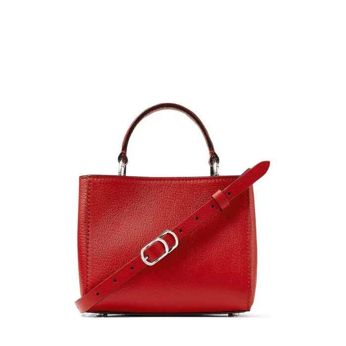 Varenne Top Handle Mini Royal Red City Grainy Calf Leather Mini Handbag Royal Redsilver Women JIMMY CHOO Top Handle Bags