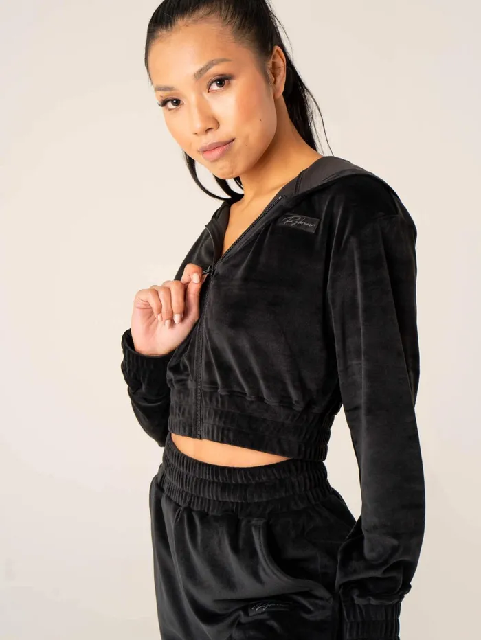 Velour Track Jacket 8211 Black Women Ryderwear Trackset
