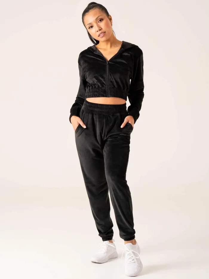 Velour Track Jacket 8211 Black Women Ryderwear Trackset