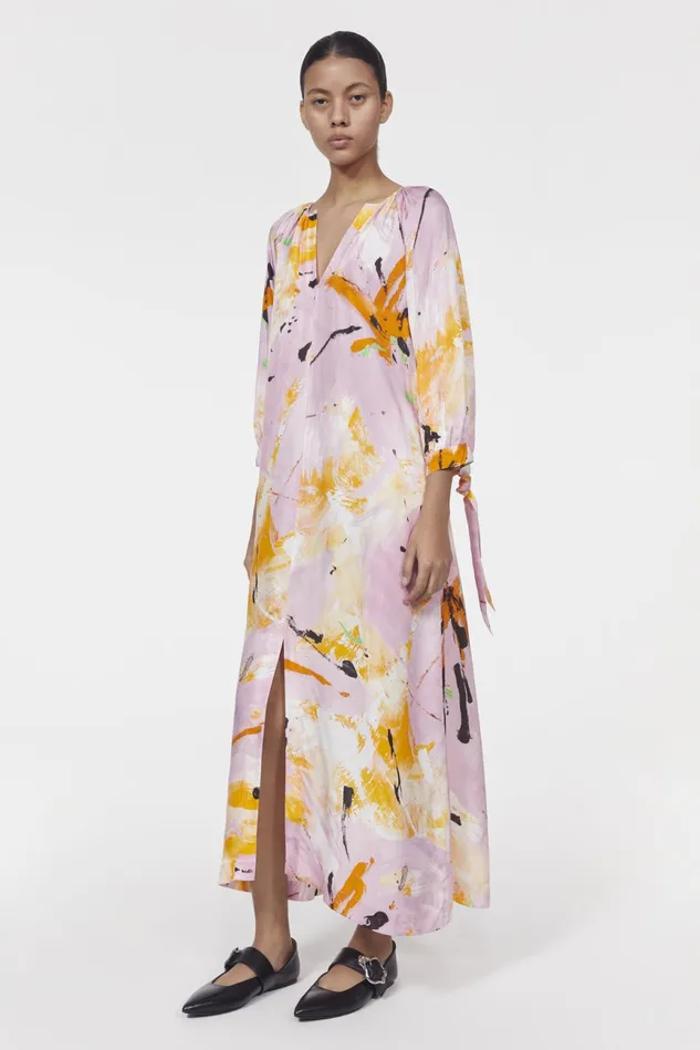Vendela Floral Dress Whipped Cream Saffron Women Rodebjer Dresses and Caftans