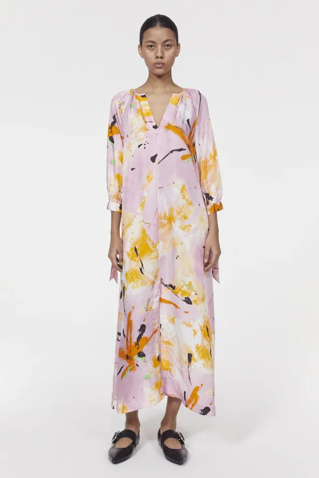 Vendela Floral Dress Whipped Cream Saffron Women Rodebjer Dresses and Caftans