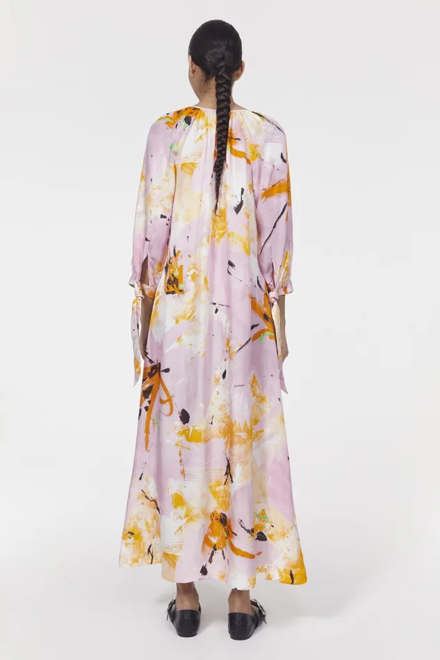 Vendela Floral Dress Whipped Cream Saffron Women Rodebjer Dresses and Caftans
