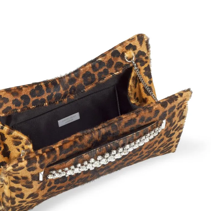 Venus Natural Degrade Leopard Print Pony Clutch Bag With Jewelled Bracelet Naturalsilver Women JIMMY CHOO Evening Bags