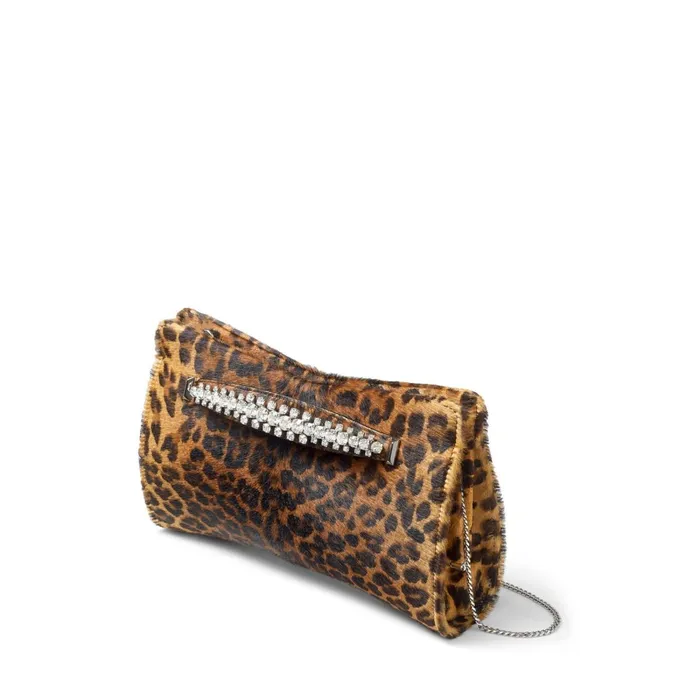 Venus Natural Degrade Leopard Print Pony Clutch Bag With Jewelled Bracelet Naturalsilver Women JIMMY CHOO Evening Bags