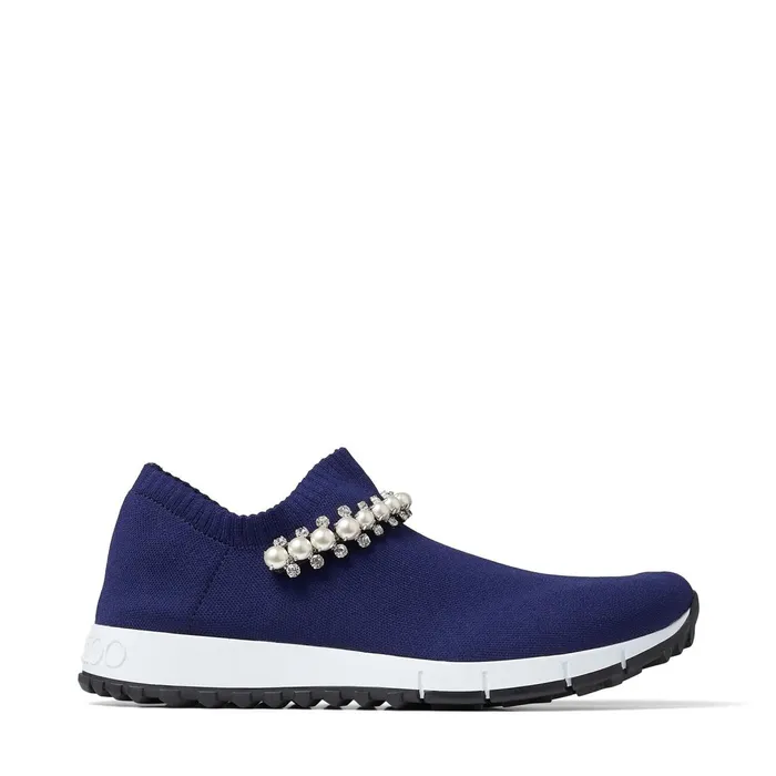 Verona Navy Knit Trainers With White Pearl And Crystal Detailing Navywhite Women JIMMY CHOO Sneakers Verona Navy Knit Trainers With White Pearl And Crystal Detailing Navywhite Women JIMMY CHOO Sneakers