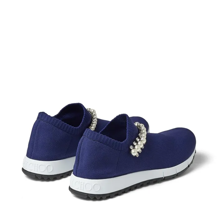 Verona Navy Knit Trainers With White Pearl And Crystal Detailing Navywhite Women JIMMY CHOO Sneakers