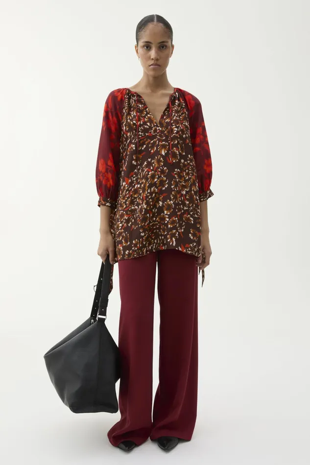 Vida Patchwork Blouse Umber Women Rodebjer Shirts and Blouses