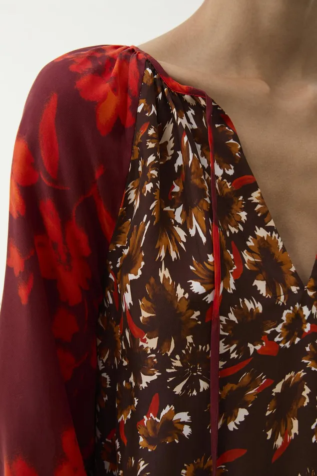 Vida Patchwork Blouse Umber Women Rodebjer Shirts and Blouses