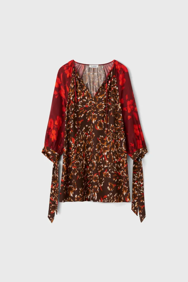 Vida Patchwork Blouse Umber Women Rodebjer Shirts and Blouses