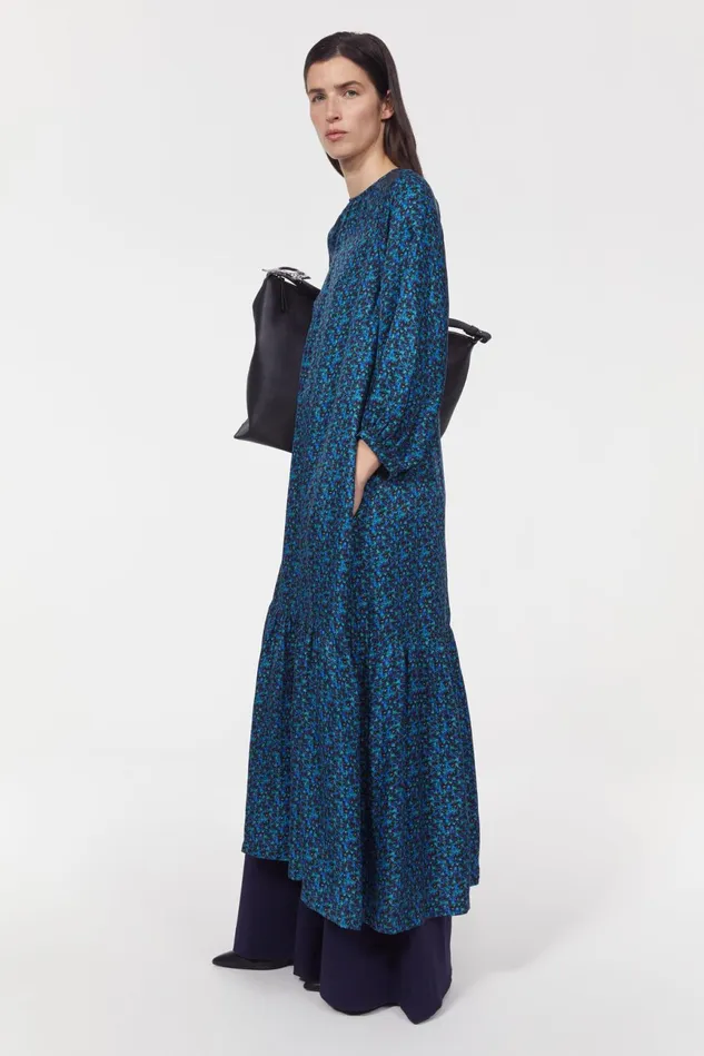 Wanda Floral Dress Black Cobalt Women Rodebjer Dresses and Caftans
