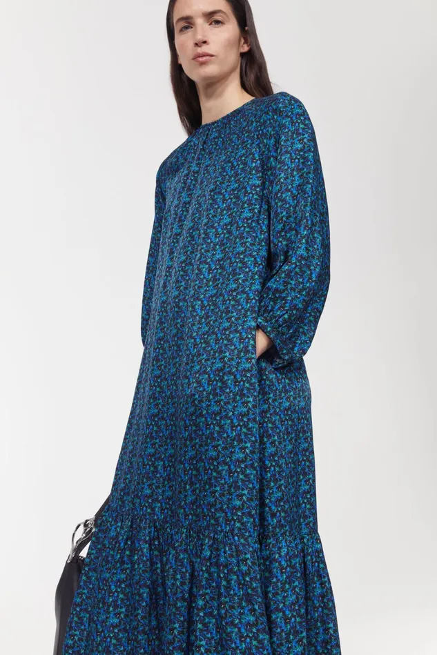 Wanda Floral Dress Black Cobalt Women Rodebjer Dresses and Caftans