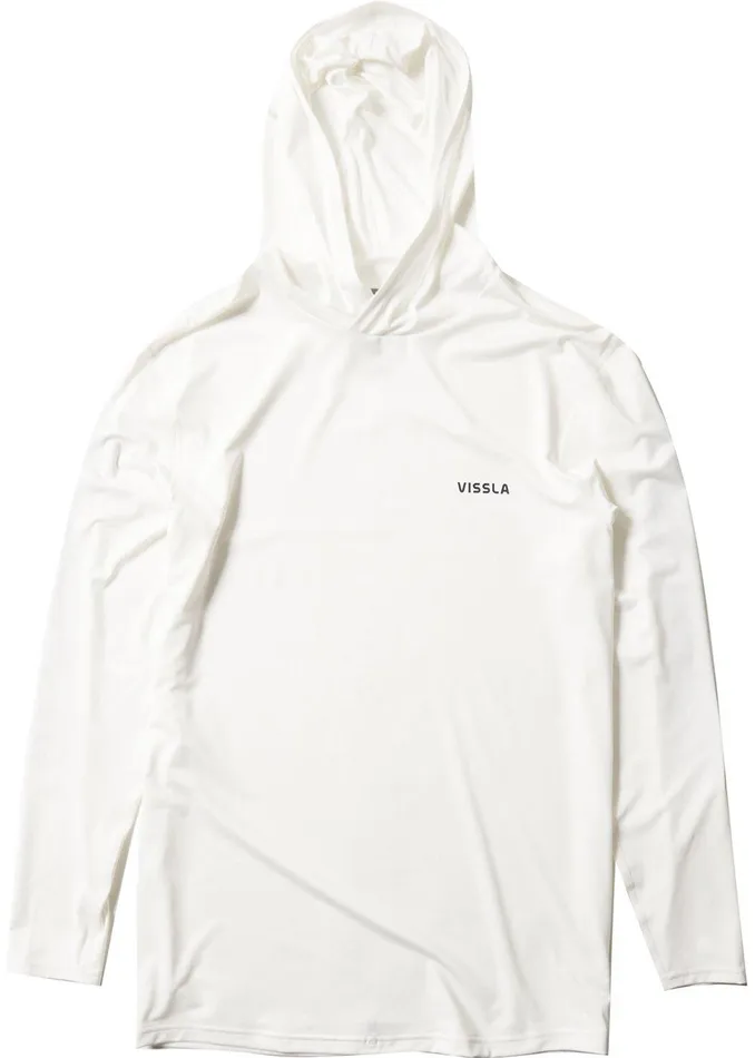 Wetsuit Tops and Lycra Men Vissla Twisted Eco Hooded Long Sleeve Lycra Rash Guard White