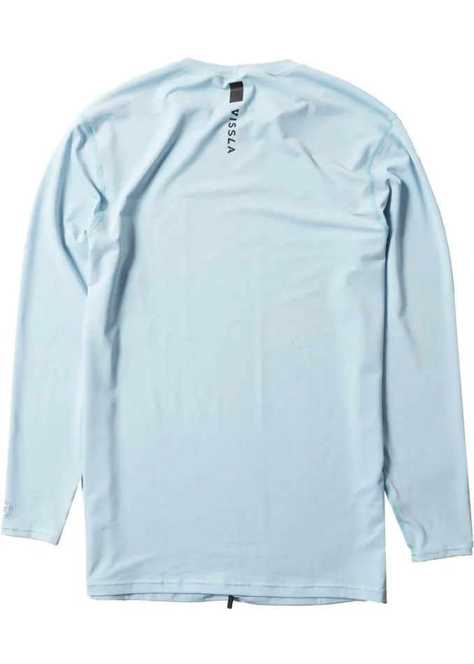 Wetsuit Tops and Lycra Men Vissla Twisted Eco Long Sleeve Lycra Rash Guard COOL BLUE HEATHER