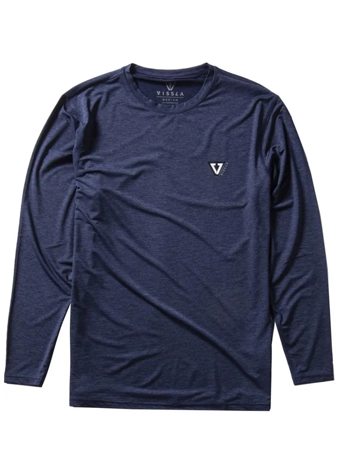 Wetsuit Tops and Lycra Men Vissla Twisted Eco Long Sleeve Lycra Rash Guard Dark Navy Heather Wetsuit Tops and Lycra Men Vissla Twisted Eco Long Sleeve Lycra Rash Guard Dark Navy Heather