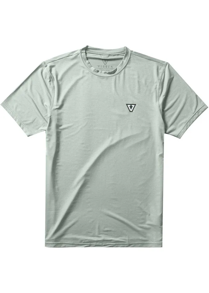 Wetsuit Tops and Lycra Men Vissla Twisted Eco Short Sleeve Lycra Rash Guard Sea Green Heather