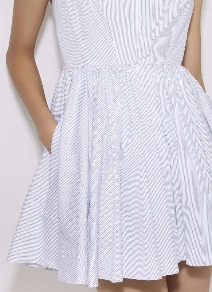 WhiteBlue SKATER DRESS IN STRIPED COTTON POPLIN Women Alaa Dresses
