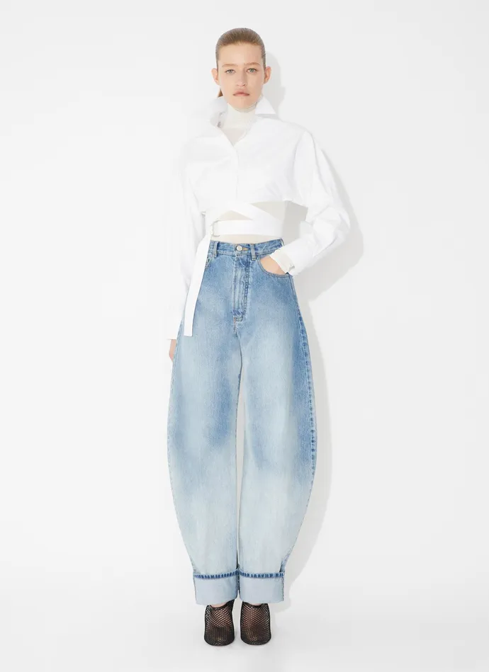 White CROSS OVER SHIRT IN COTTON POPLIN Women Alaa Tops and Shirts