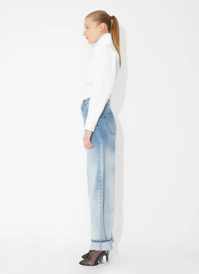 White CROSS OVER SHIRT IN COTTON POPLIN Women Alaa Tops and Shirts