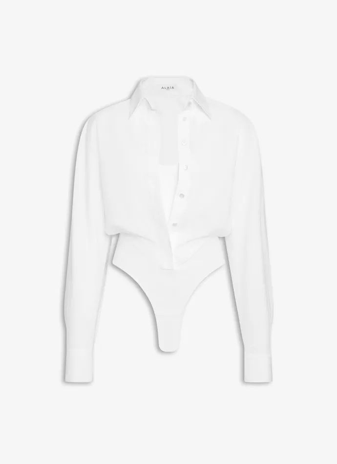 White LAYER BODY SHiRT Women Alaa Bodysuits and Leggings