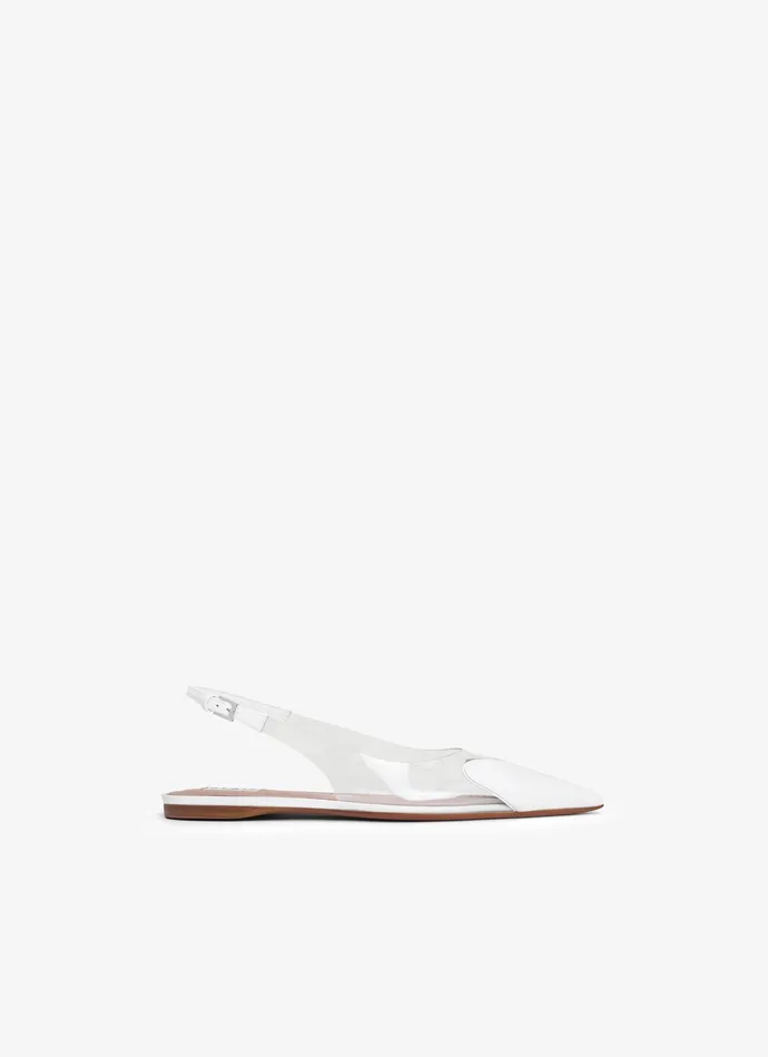 White LE CUR FLAT SLINGBACKS IN PATENT CALFSKIN Women Alaa Flat Shoes
