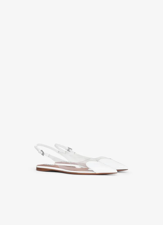 White LE CUR FLAT SLINGBACKS IN PATENT CALFSKIN Women Alaa Flat Shoes