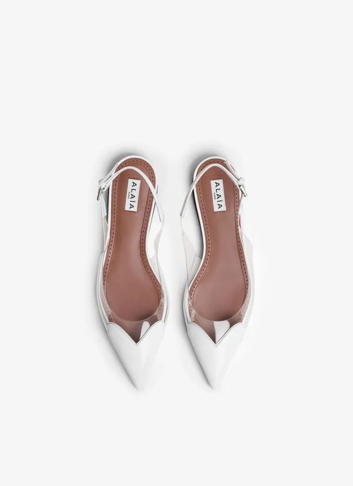 White LE CUR FLAT SLINGBACKS IN PATENT CALFSKIN Women Alaa Flat Shoes