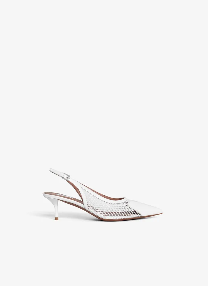 White LE CUR SLINGBACKS IN FISHNET Women Alaa Sandals