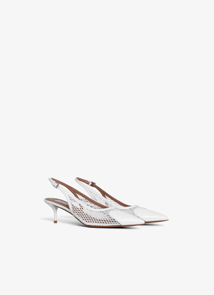 White LE CUR SLINGBACKS IN FISHNET Women Alaa Sandals