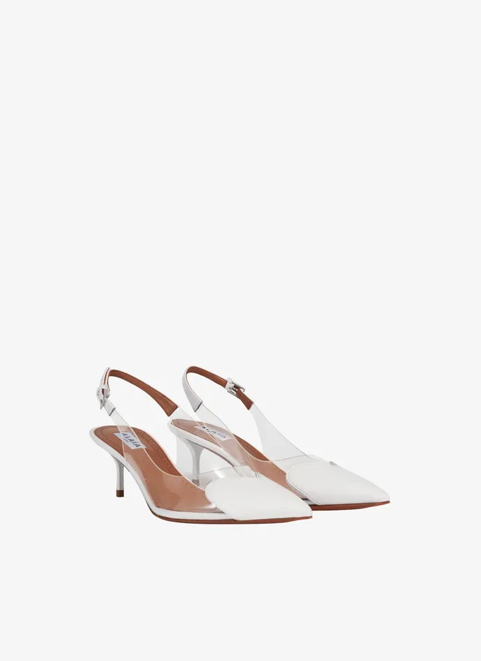 White LE CUR SLINGBACKS IN PATENT LAMBSKIN Women Alaa Sandals