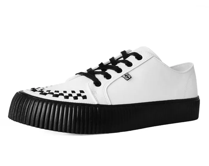 White Leather LaceUp Creeper Sneaker Women TUK Shoes Sneakers