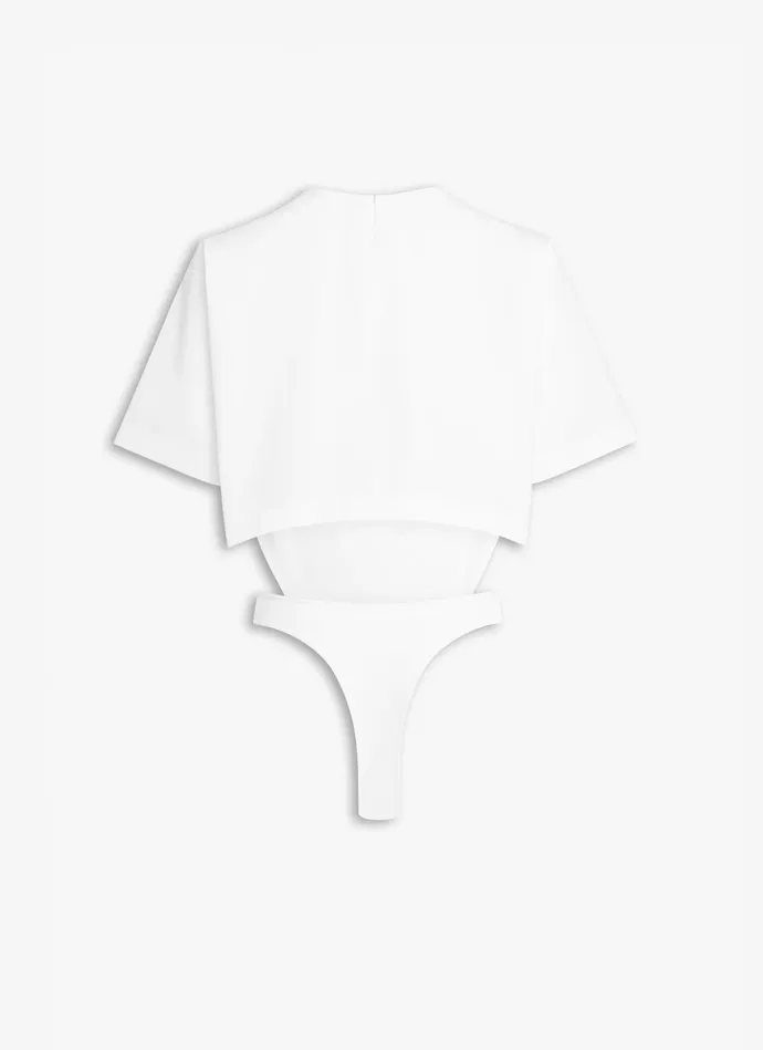 White POPLIN BODY T SHIRT Women Alaa Bodysuits and Leggings