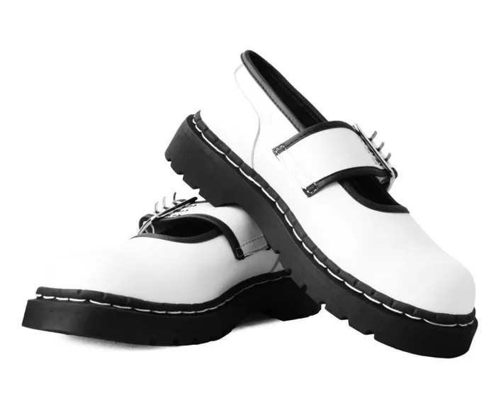 White TUKskin Black Trim 3Prong Anarchic Mary Jane Women TUK Shoes Vegan White TUKskin Black Trim 3Prong Anarchic Mary Jane Women TUK Shoes Vegan
