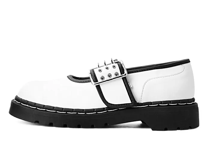 White TUKskin Black Trim 3Prong Anarchic Mary Jane Women TUK Shoes Vegan White TUKskin Black Trim 3Prong Anarchic Mary Jane Women TUK Shoes Vegan