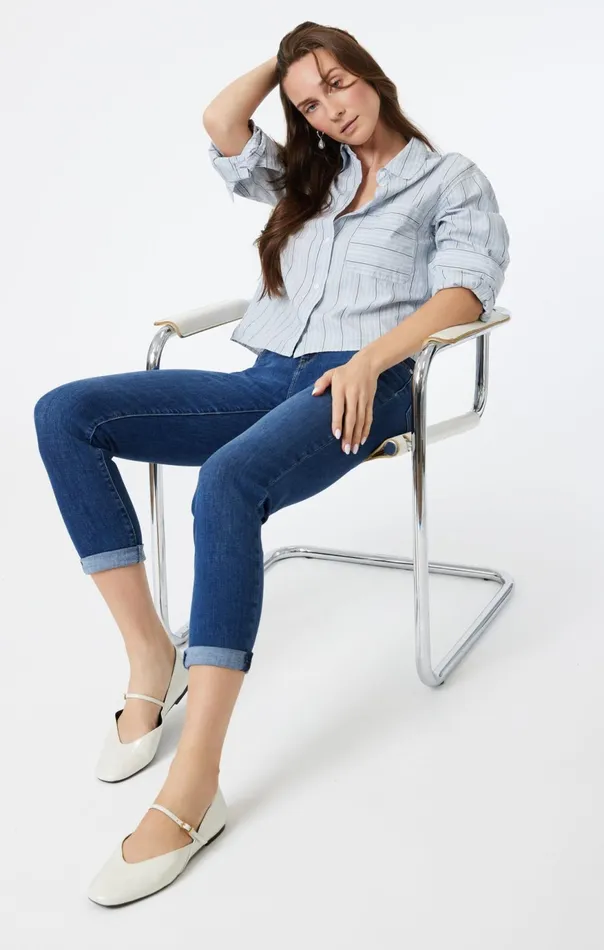 Women Ada Boyfriend In Dark Brushed Feather Blue Mavi Jeans Denim Women Ada Boyfriend In Dark Brushed Feather Blue Mavi Jeans Denim