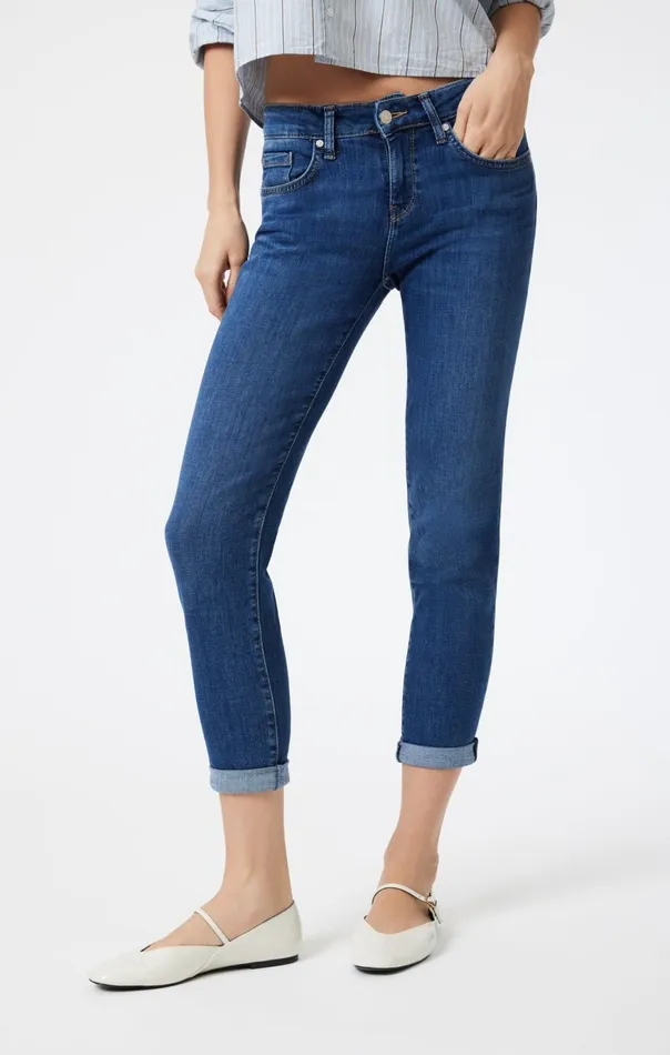 Women Ada Boyfriend In Dark Brushed Feather Blue Mavi Jeans Denim Women Ada Boyfriend In Dark Brushed Feather Blue Mavi Jeans Denim