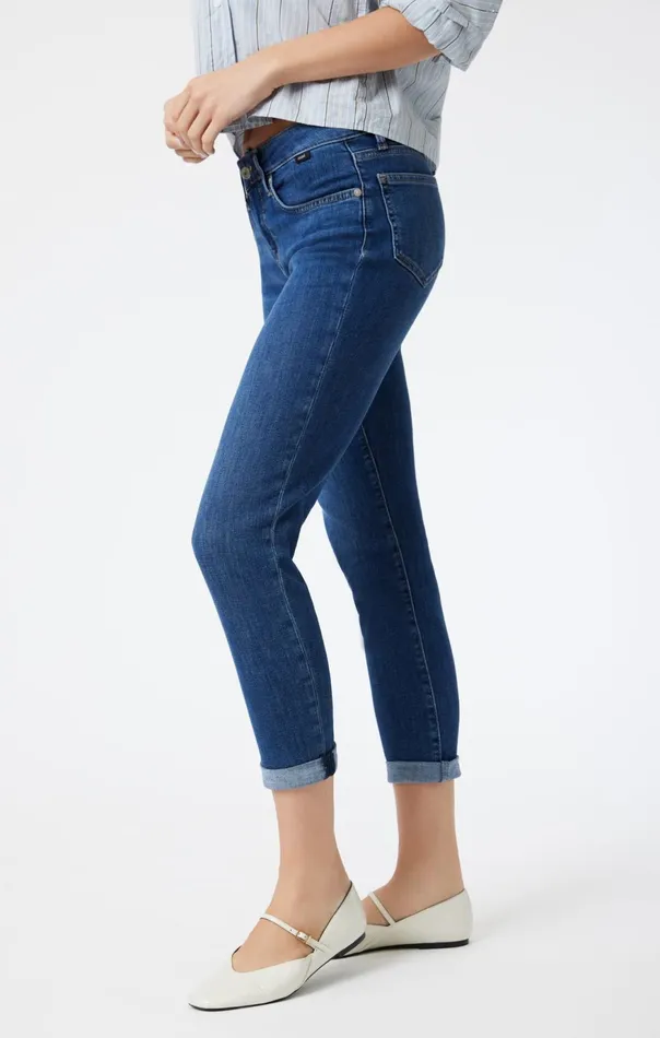 Women Ada Boyfriend In Dark Brushed Feather Blue Mavi Jeans Denim Women Ada Boyfriend In Dark Brushed Feather Blue Mavi Jeans Denim