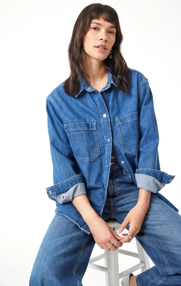 Women Alesta Denim Shirt In Dark Classic Blue Mavi Jeans Shirts