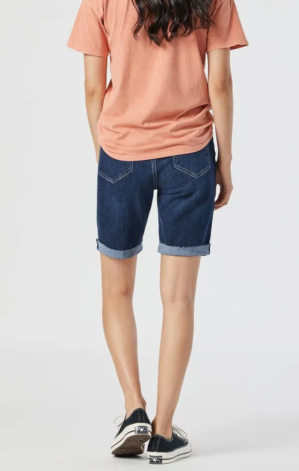 Women Alexis Shorts In Dark Frayed Hem Feather Blue Mavi Jeans Shorts