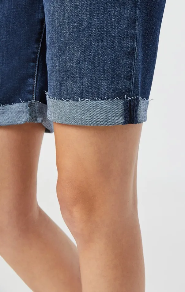 Women Alexis Shorts In Dark Frayed Hem Feather Blue Mavi Jeans Shorts