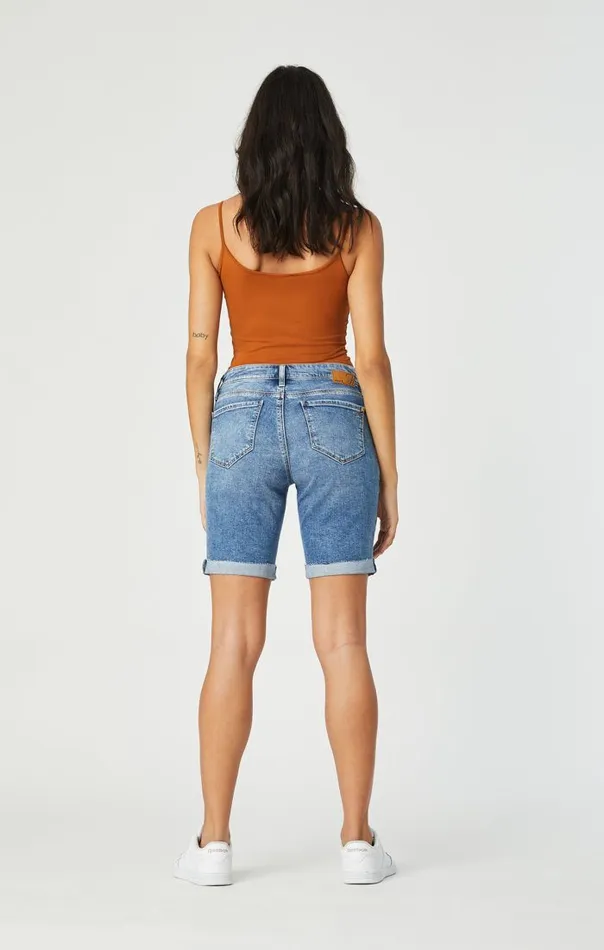 Women Alexis Shorts In Used Ripped and Fringe Vintage Mavi Jeans Shorts