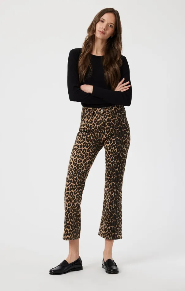 Women Anika Crop Flare In Leopard Denim Mavi Jeans Denim