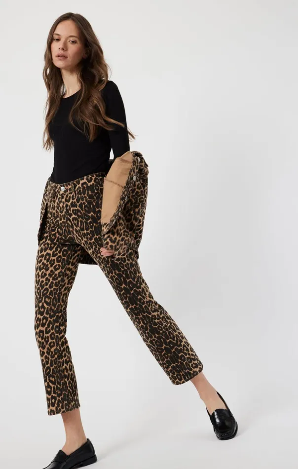Women Anika Crop Flare In Leopard Denim Mavi Jeans Denim