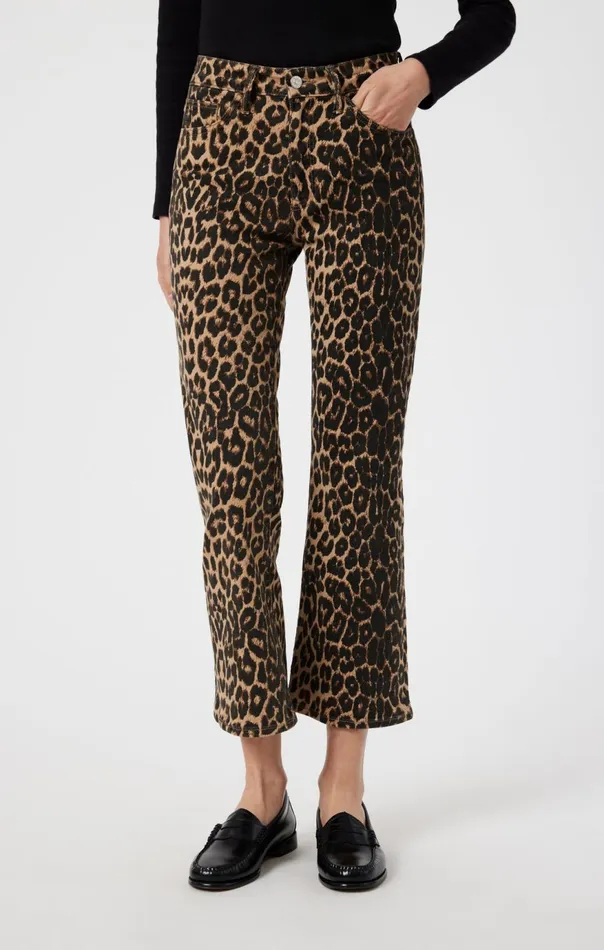 Women Anika Crop Flare In Leopard Denim Mavi Jeans Denim
