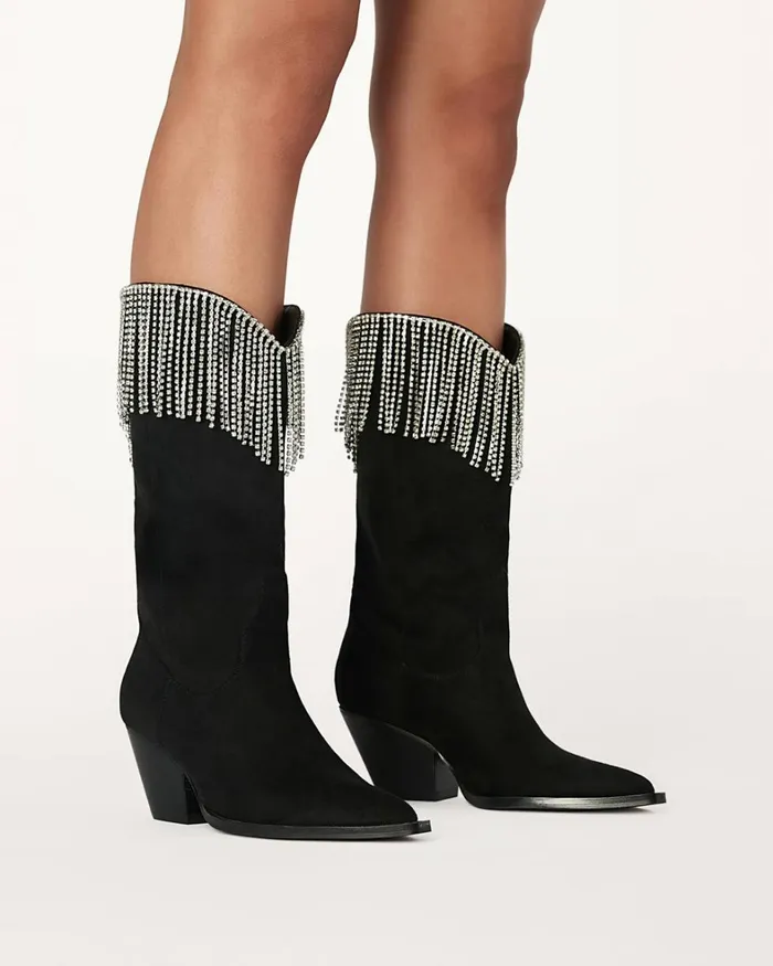 Women Ankle Boots Billini ARIE 8211 BLACK SUEDEDIAMANTE